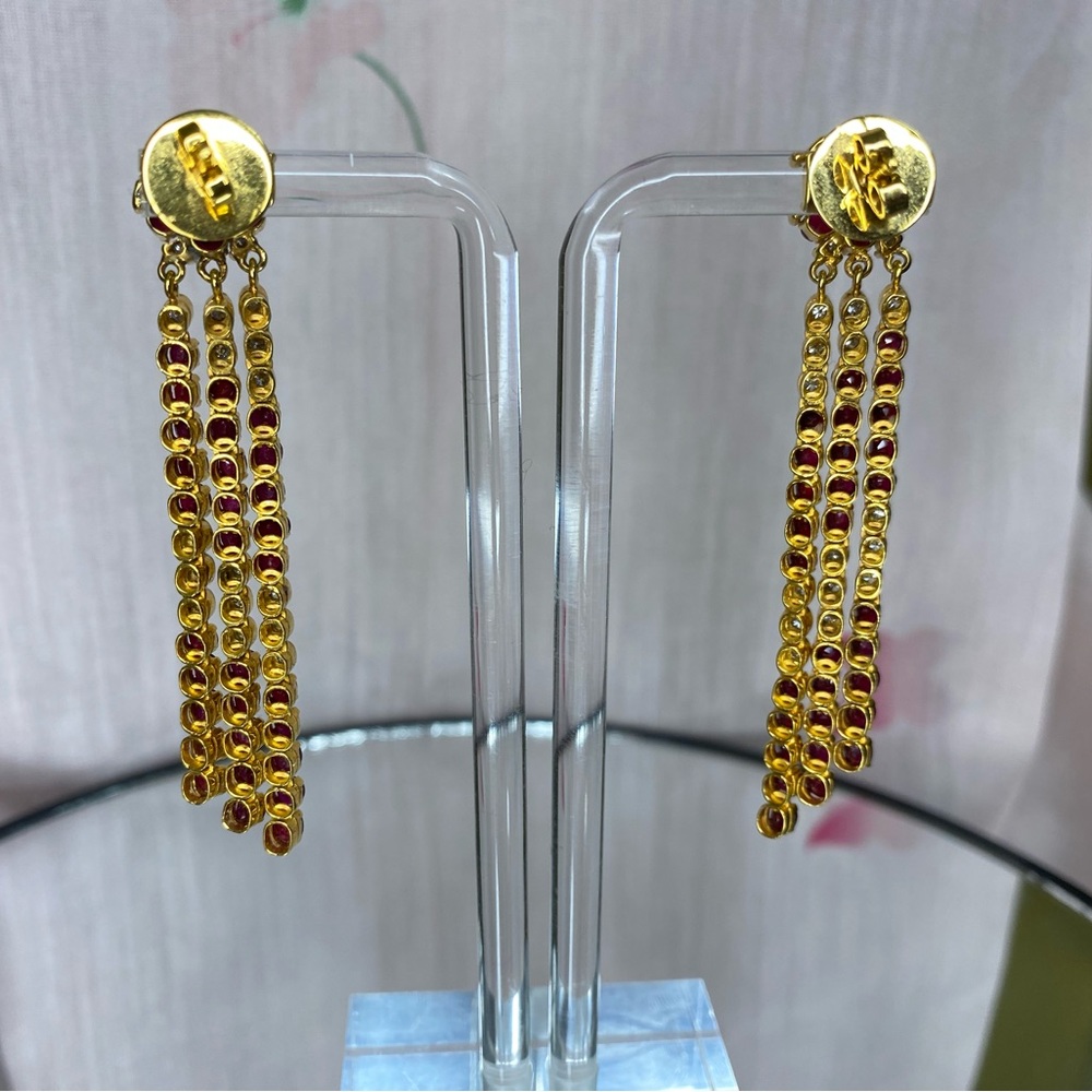 !Heavy! New Ruby & Diamond Dangle Earrings In 18k… - image 7